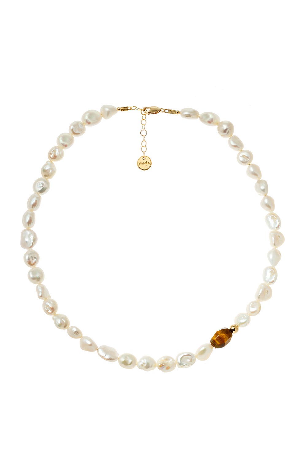Vania Large Pearl with Tiger's Eye Necklace