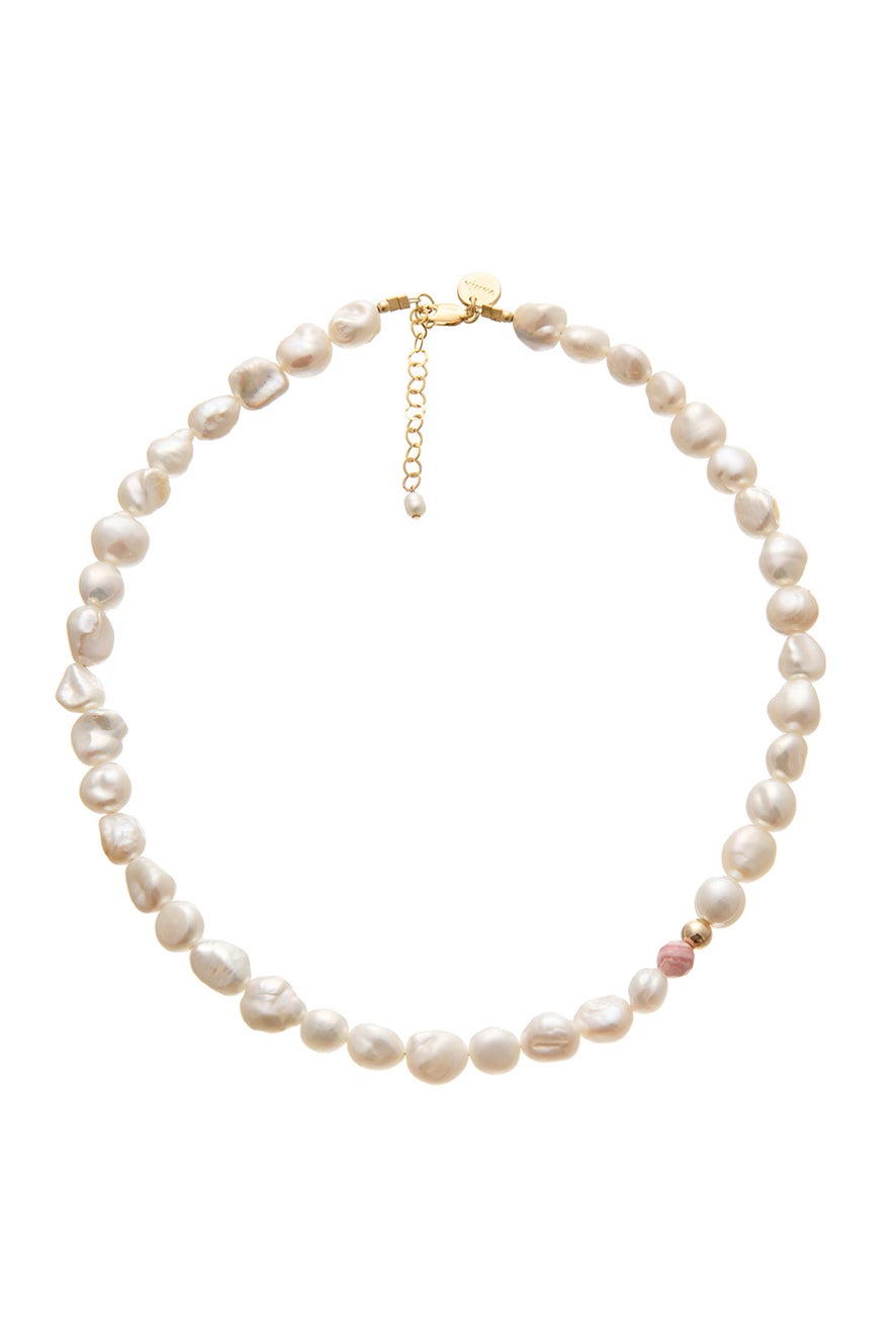 Vania Large Pearl with Rhodochrosite Necklace