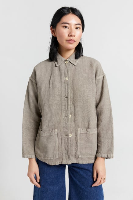 Vétra Oversized Linen Workwear Jacket