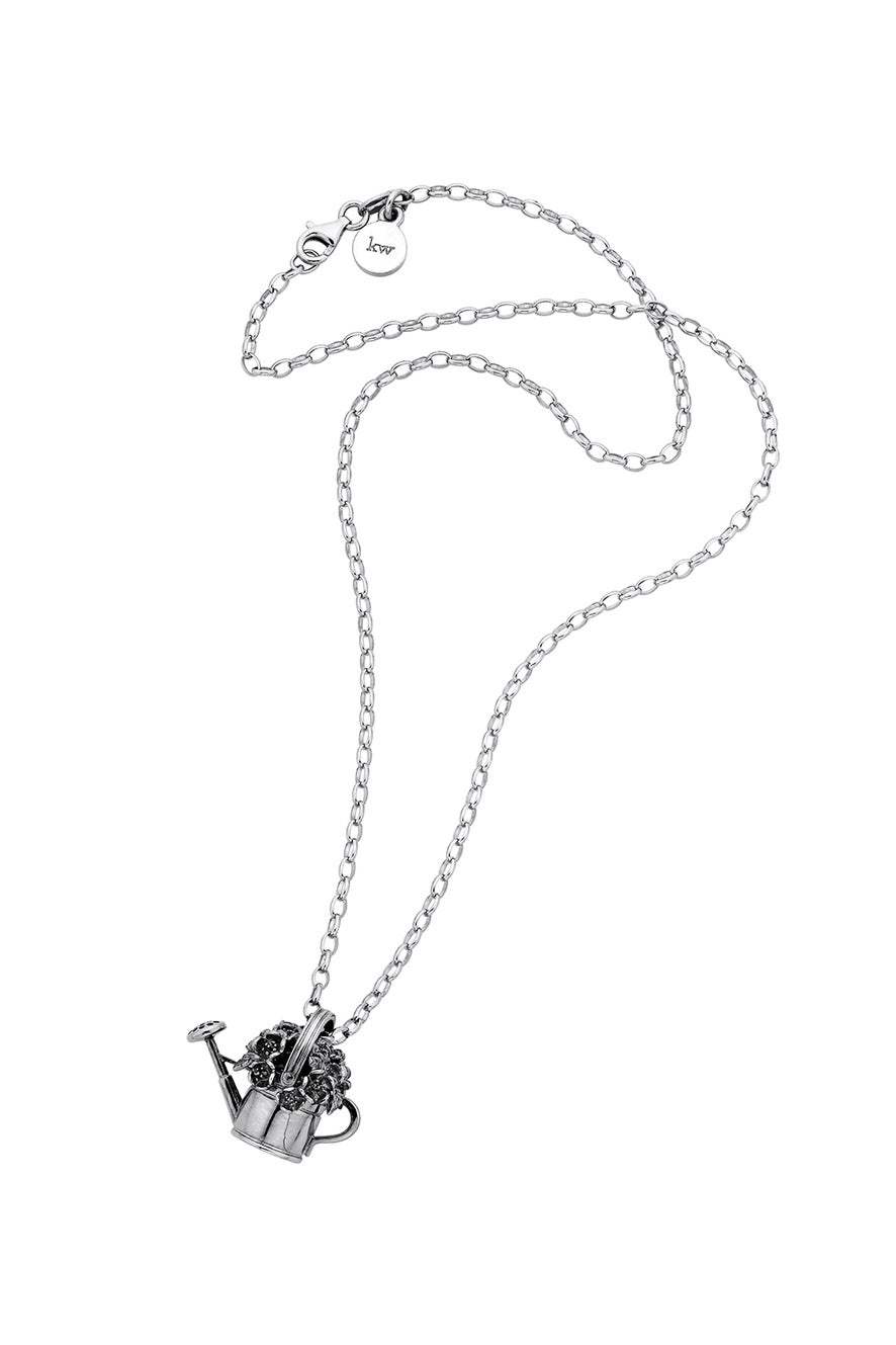 Watering Can & Flowers Pendant Silver